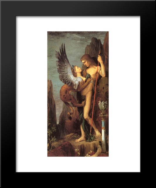 Oedipus And The Sphinx 20x24 Black Modern Wood Framed Art Print Poster by Moreau, Gustave