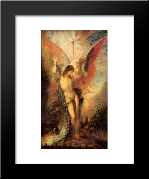 Saint Sebastian And The Angel 20x24 Black Modern Wood Framed Art Print Poster by Moreau, Gustave