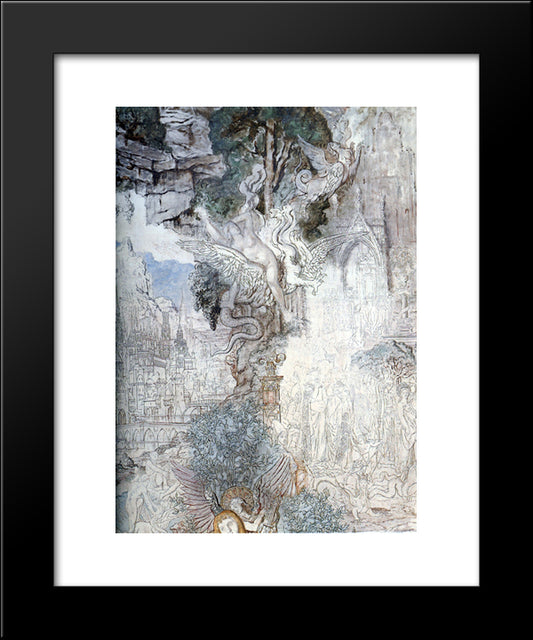 The Chimeras ' Detail 20x24 Black Modern Wood Framed Art Print Poster by Moreau, Gustave