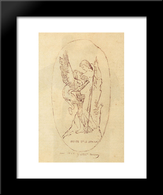 Oedipe Et Le Sphinx 20x24 Black Modern Wood Framed Art Print Poster by Moreau, Gustave