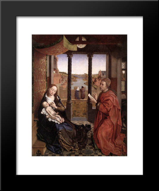 St Luke Drawing A Portrait Of The Madonna 20x24 Black Modern Wood Framed Art Print Poster by van der Weyden, Rogier