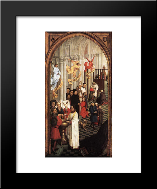 Seven Sacraments Altarpiece: Left Wing 20x24 Black Modern Wood Framed Art Print Poster by van der Weyden, Rogier