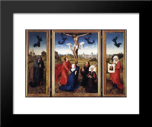 Crucifixion Triptych 20x24 Black Modern Wood Framed Art Print Poster by van der Weyden, Rogier