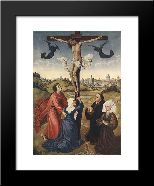 Crucifixion Triptych: Central Panel 20x24 Black Modern Wood Framed Art Print Poster by van der Weyden, Rogier