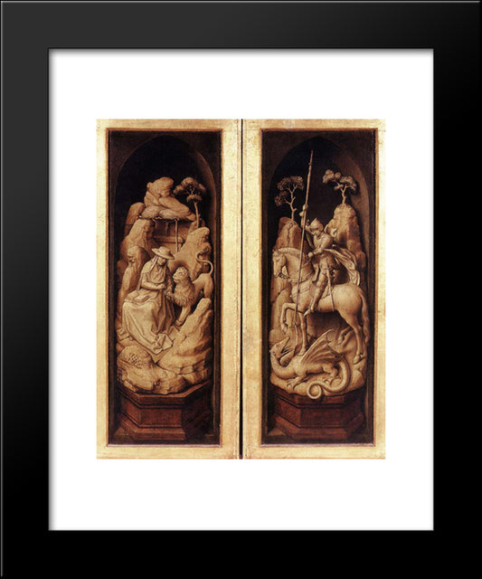 Sforza Triptych: Exterior 20x24 Black Modern Wood Framed Art Print Poster by van der Weyden, Rogier