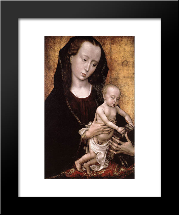 Portrait Diptych Of Philippe De Croy: Left Wing 20x24 Black Modern Wood Framed Art Print Poster by van der Weyden, Rogier