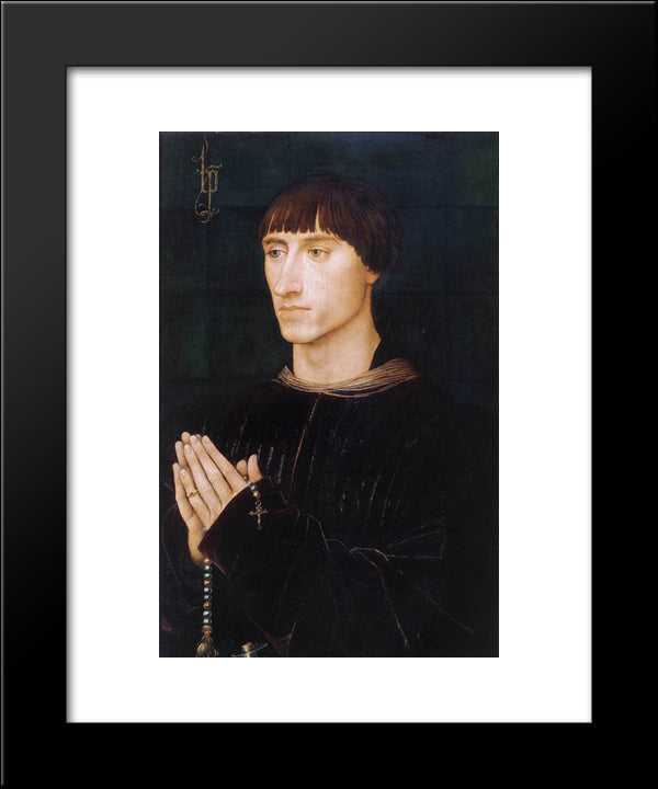 Portrait Diptych Of Philippe De Croy: Right Wing 20x24 Black Modern Wood Framed Art Print Poster by van der Weyden, Rogier