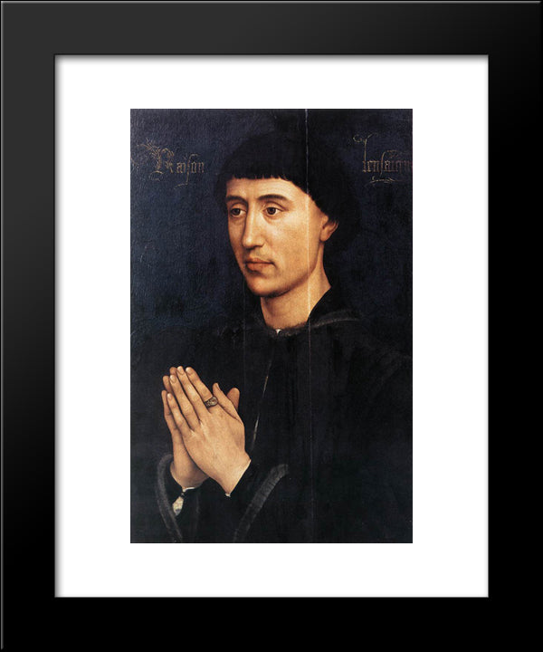 Portrait Diptych Of Laurent Froimont: Right Wing 20x24 Black Modern Wood Framed Art Print Poster by van der Weyden, Rogier