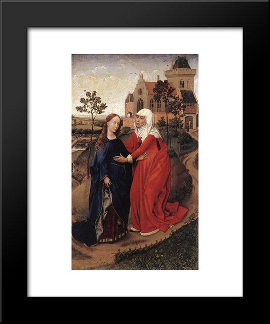 Visitation 20x24 Black Modern Wood Framed Art Print Poster by van der Weyden, Rogier