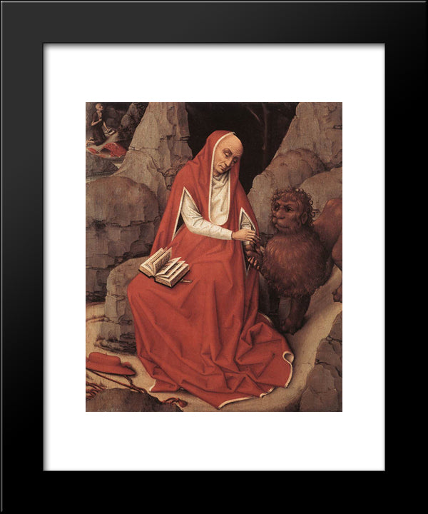 St Jerome And The Lion 20x24 Black Modern Wood Framed Art Print Poster by van der Weyden, Rogier