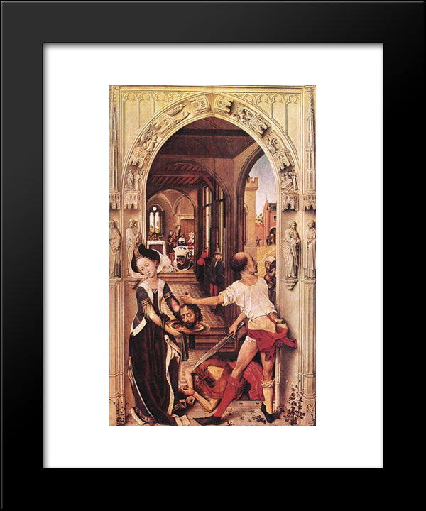 St John The Baptist Altarpiece ' Right Panel 20x24 Black Modern Wood Framed Art Print Poster by van der Weyden, Rogier