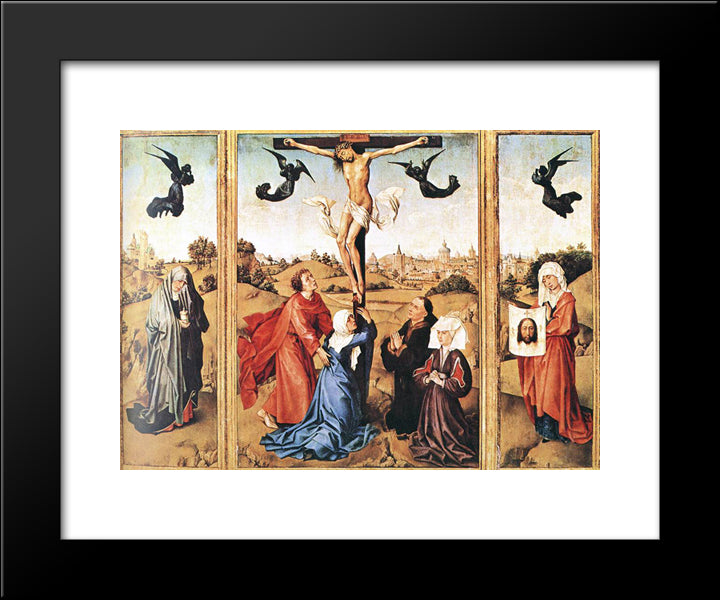 Triptych Of Holy Cross 20x24 Black Modern Wood Framed Art Print Poster by van der Weyden, Rogier