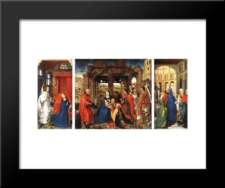 St Columba Altarpiece 20x24 Black Modern Wood Framed Art Print Poster by van der Weyden, Rogier
