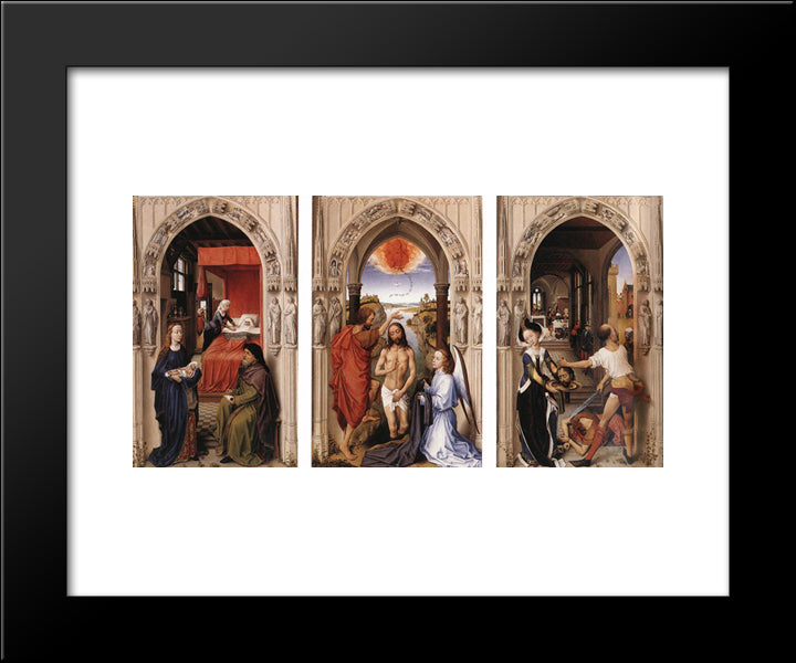 St John Altarpiece 20x24 Black Modern Wood Framed Art Print Poster by van der Weyden, Rogier