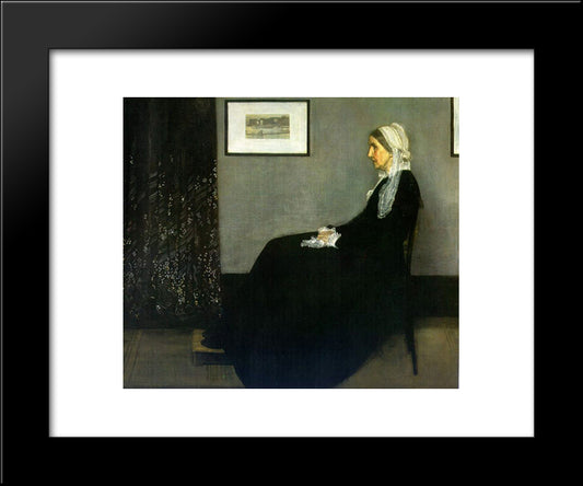 Arrangement In Grey And Black: Portrait Of The Painter'S Mother 20x24 Black Modern Wood Framed Art Print Poster by Whistler, James McNeill