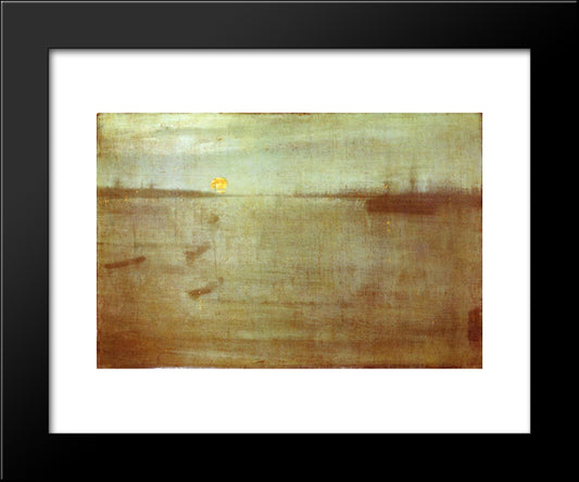 Nocturne: Blue And Gold ' Southampton Water 20x24 Black Modern Wood Framed Art Print Poster by Whistler, James McNeill