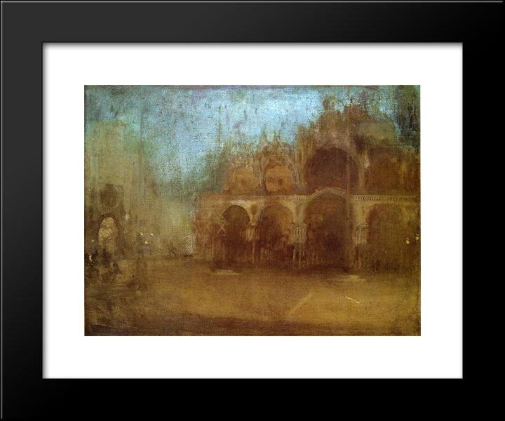Nocturne: Blue And Gold ' St Mark'S, Venice 20x24 Black Modern Wood Framed Art Print Poster by Whistler, James McNeill