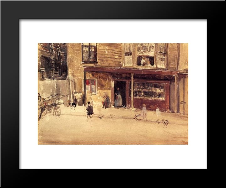 The Shop ' An Exterior 20x24 Black Modern Wood Framed Art Print Poster by Whistler, James McNeill