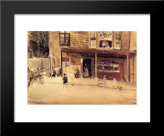 The Shop ' An Exterior 20x24 Black Modern Wood Framed Art Print Poster by Whistler, James McNeill