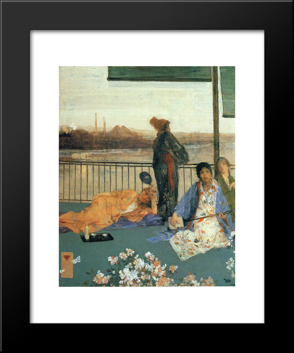 Variations In Flesh Colour And Green: The Balcony 20x24 Black Modern Wood Framed Art Print Poster by Whistler, James McNeill