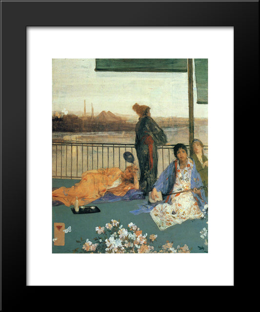 Variations In Flesh Colour And Green: The Balcony 20x24 Black Modern Wood Framed Art Print Poster by Whistler, James McNeill