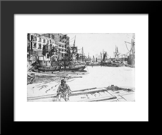 Eagle Wharf 20x24 Black Modern Wood Framed Art Print Poster by Whistler, James McNeill