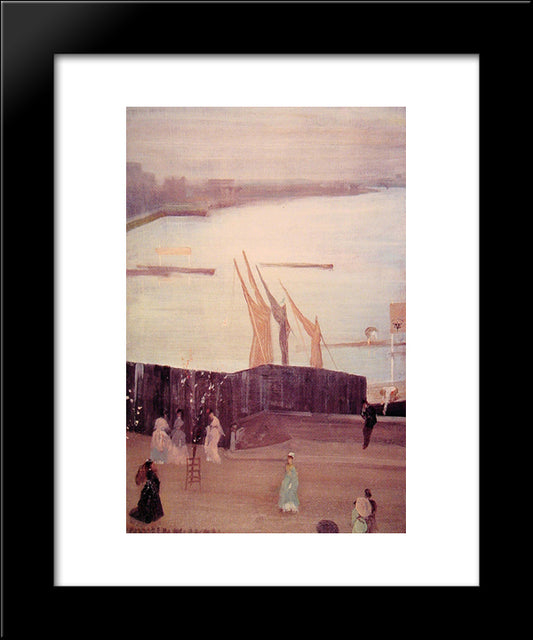 Variations In Pink And Grey: Chelsea 20x24 Black Modern Wood Framed Art Print Poster by Whistler, James McNeill