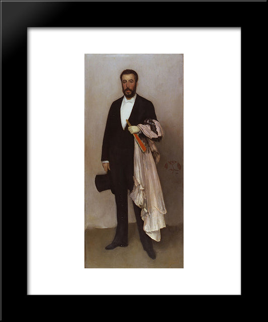 Arrangement In Flesh Colour And Black: Portrait Of Theodore Duret 20x24 Black Modern Wood Framed Art Print Poster by Whistler, James McNeill