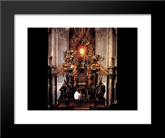 The Chair Of Saint Peter 20x24 Black Modern Wood Framed Art Print Poster by Bernini, Gian Lorenzo