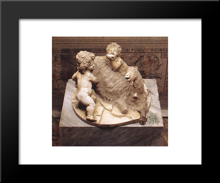 The Goat Amalthea With The Infant Jupiter And A Faun 20x24 Black Modern Wood Framed Art Print Poster by Bernini, Gian Lorenzo