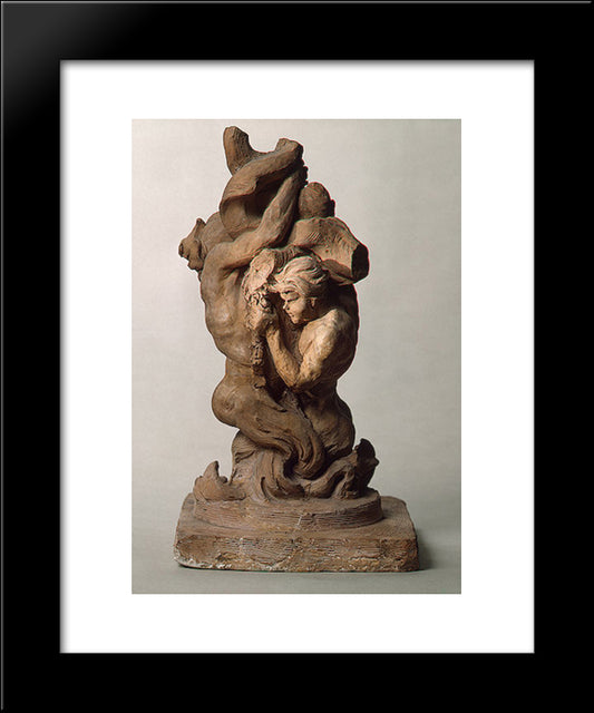 Tritons With Dolphins 20x24 Black Modern Wood Framed Art Print Poster by Bernini, Gian Lorenzo