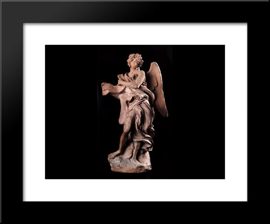 The Angel Of The Superscription 20x24 Black Modern Wood Framed Art Print Poster by Bernini, Gian Lorenzo