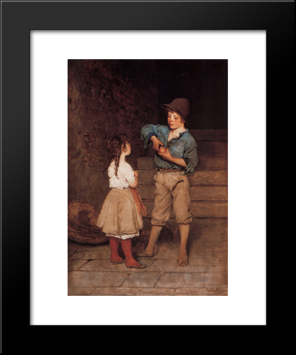 Two Children 20x24 Black Modern Wood Framed Art Print Poster by Blaas, Eugene de