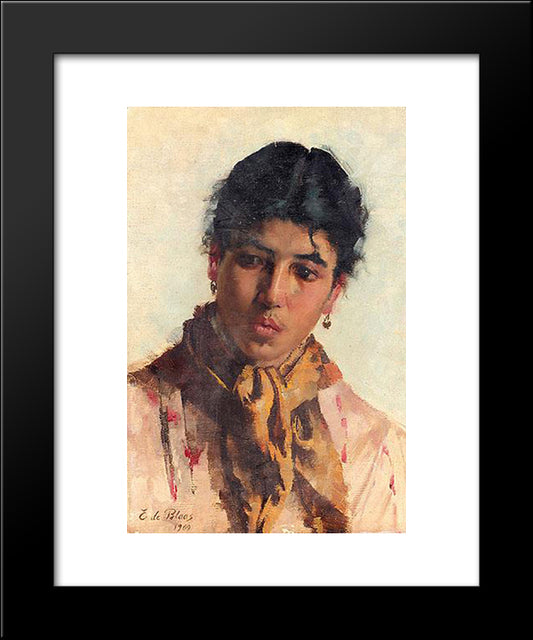 Portrait Of A Woman 20x24 Black Modern Wood Framed Art Print Poster by Blaas, Eugene de