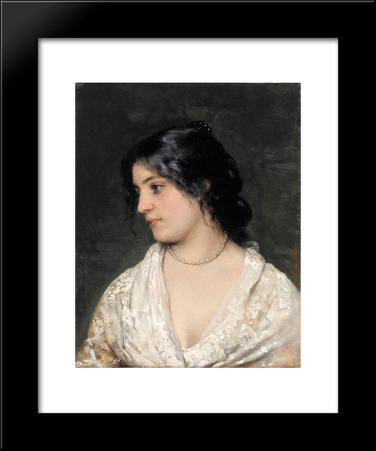 The Pearl Necklace 20x24 Black Modern Wood Framed Art Print Poster by Blaas, Eugene de