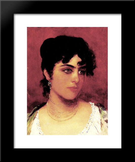 Young Italian Beauty 20x24 Black Modern Wood Framed Art Print Poster by Blaas, Eugene de