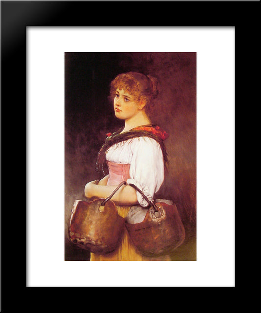 The Milkmaid 20x24 Black Modern Wood Framed Art Print Poster by Blaas, Eugene de