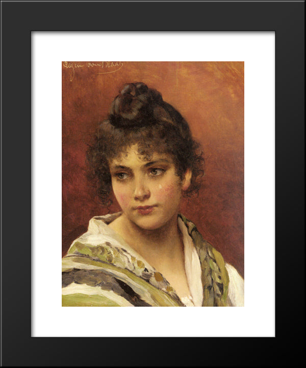 A Young Beauty 20x24 Black Modern Wood Framed Art Print Poster by Blaas, Eugene de