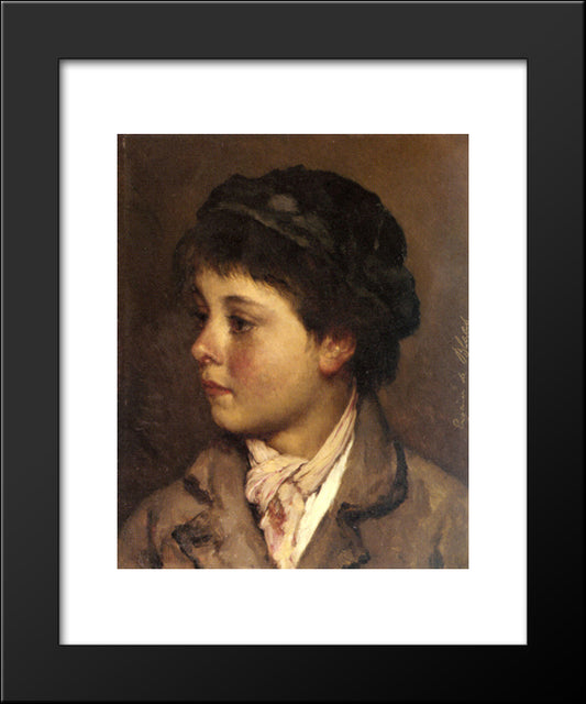 Head Of A Young Boy 20x24 Black Modern Wood Framed Art Print Poster by Blaas, Eugene de