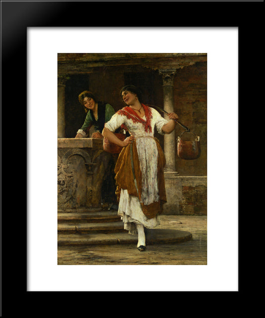 Meeting In The Square 20x24 Black Modern Wood Framed Art Print Poster by Blaas, Eugene de