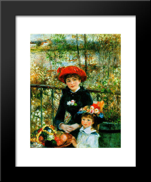 Two Sisters On The Terrace 20x24 Black Modern Wood Framed Art Print Poster by Renoir, Pierre Auguste