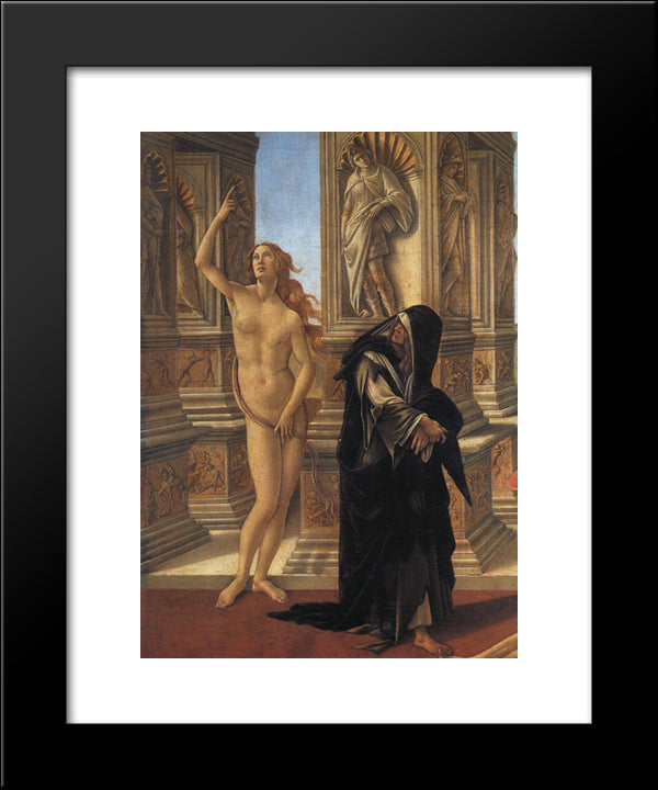 Calumny, Detail Of Truth And Remorse 20x24 Black Modern Wood Framed Art Print Poster by Botticelli, Sandro