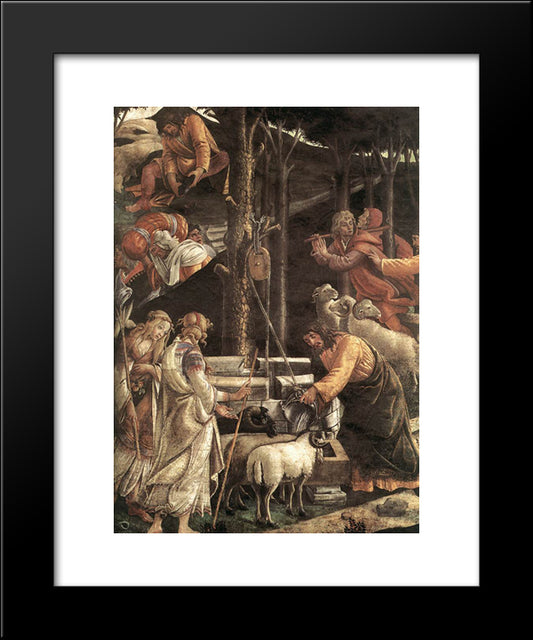 Scenes From The Life Of Moses [Detail: 1] 20x24 Black Modern Wood Framed Art Print Poster by Botticelli, Sandro
