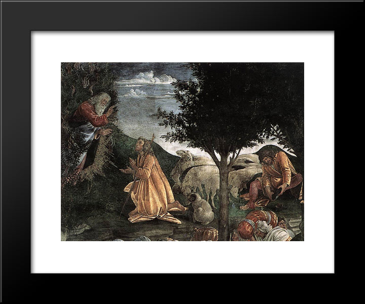 Scenes From The Life Of Moses [Detail: 2] 20x24 Black Modern Wood Framed Art Print Poster by Botticelli, Sandro