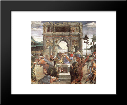 The Punishment Of Korah [Detail: 1] 20x24 Black Modern Wood Framed Art Print Poster by Botticelli, Sandro