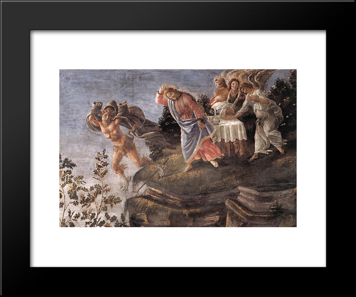 The Temptation Of Christ [Detail: 6] 20x24 Black Modern Wood Framed Art Print Poster by Botticelli, Sandro