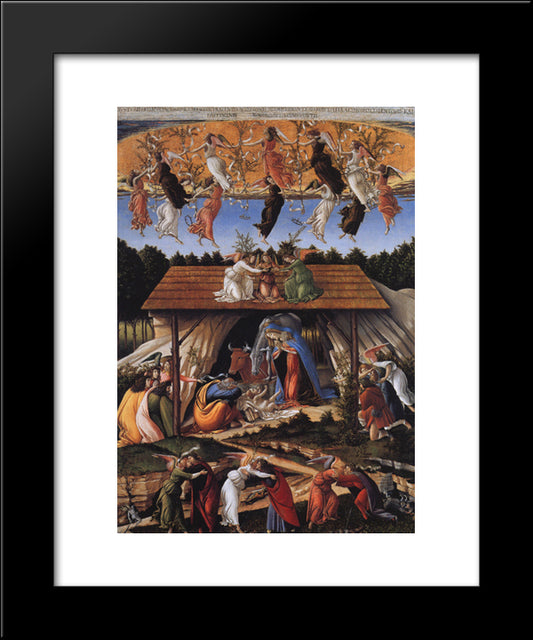 Mystic Nativity 20x24 Black Modern Wood Framed Art Print Poster by Botticelli, Sandro