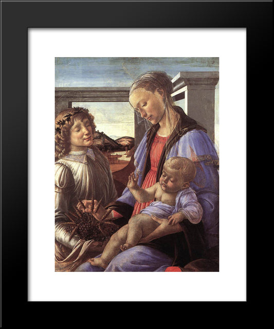 Madonna And Child With An Angel 20x24 Black Modern Wood Framed Art Print Poster by Botticelli, Sandro