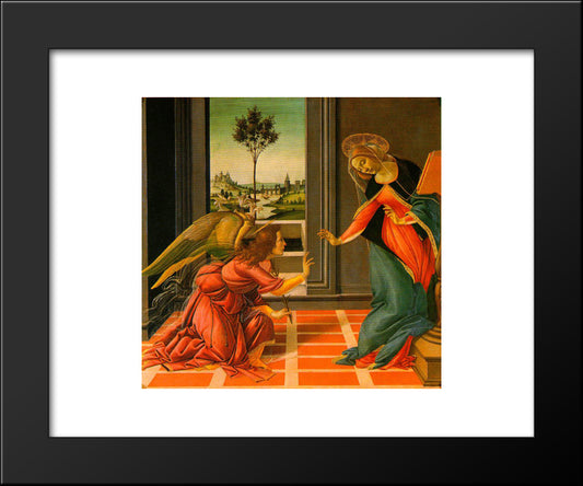 The Cestello Annunciation 20x24 Black Modern Wood Framed Art Print Poster by Botticelli, Sandro