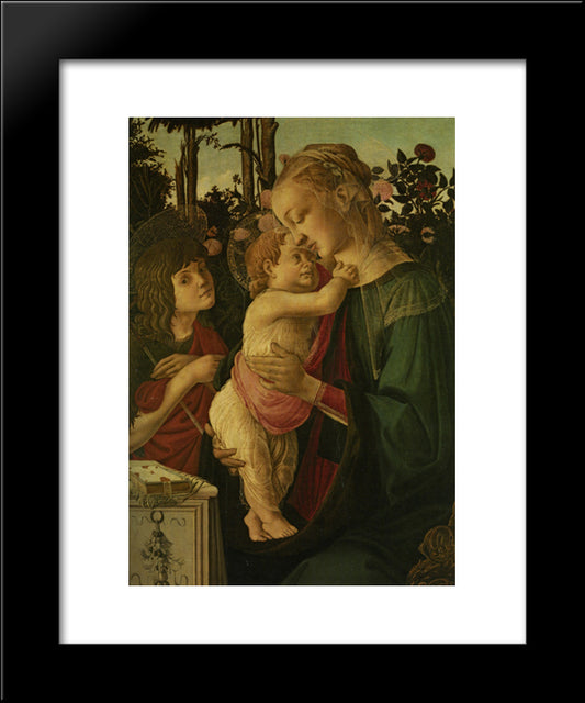 The Madonna And Child With The Infant Saint John The Baptist 20x24 Black Modern Wood Framed Art Print Poster by Botticelli, Sandro